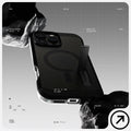 ACS08509 - iPhone 16 Pro Case Tough Armor AI (MagFit) in Frost Black has tough design and showing between the rock.