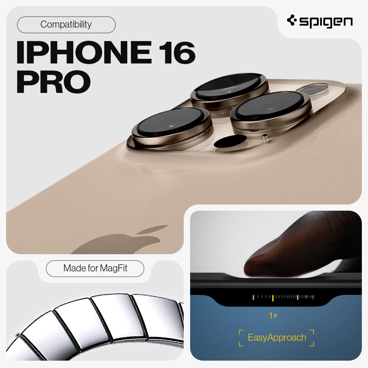 ACS08147 - iPhone 16 Pro Case Tough Armor AI (MagFit) in Metal Slate compatibility iphone 16 Pro. Made for magfit. Easy approach.