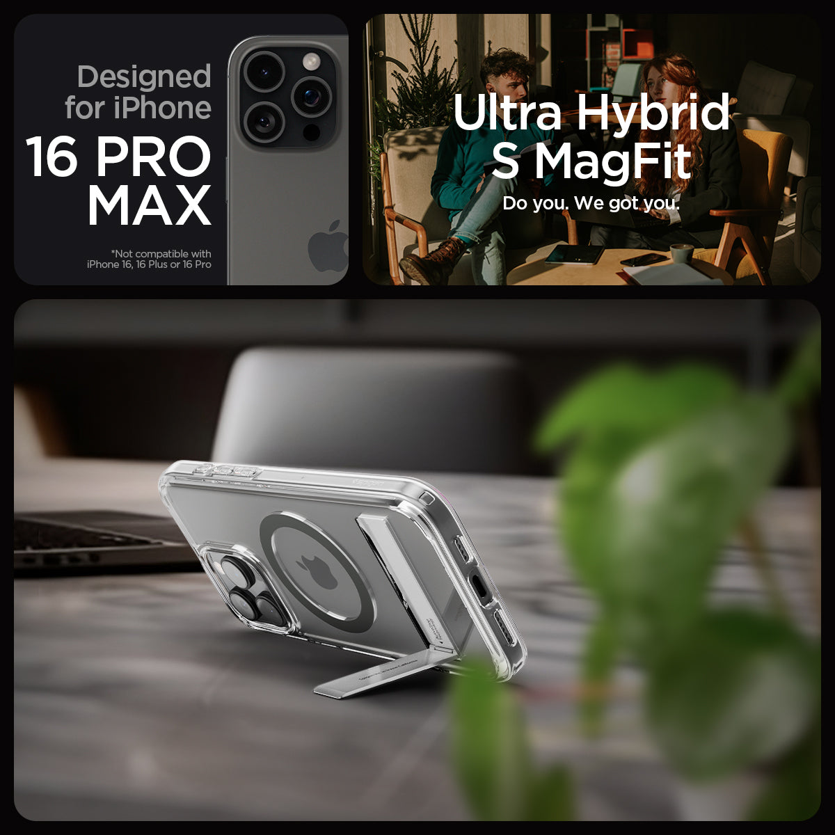 ACS08010 - iPhone 16 Pro Max Case Ultra Hybrid S (MagFit) in Graphite designed for iPhone 16 pro max. ultra hybrid s magfit. do you. we got you.