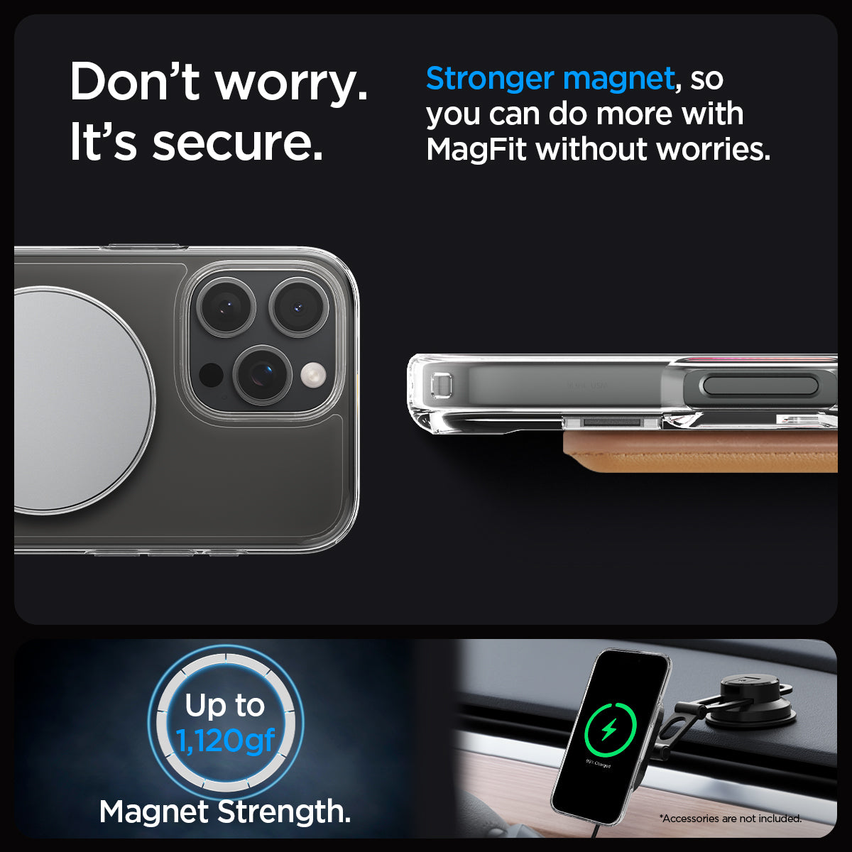 ACS08010 - iPhone 16 Pro Max Case Ultra Hybrid S (MagFit) in Graphite don't worry. It's secure. Stronger magnet, so you can do more with magfit without worries. up to 1,120gf. Magnet strength.