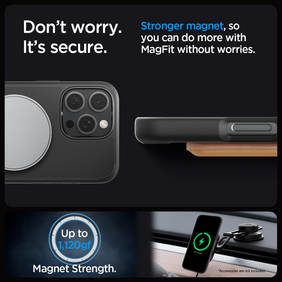 ACS08377 - iPhone 16 Pro Max Case Ultra Hybrid S (MagFit) in Frost Black don't worry. It's secure. Stronger magnet, so you can do more with magfit without worries. up to 1,120gf. Magnet strength.