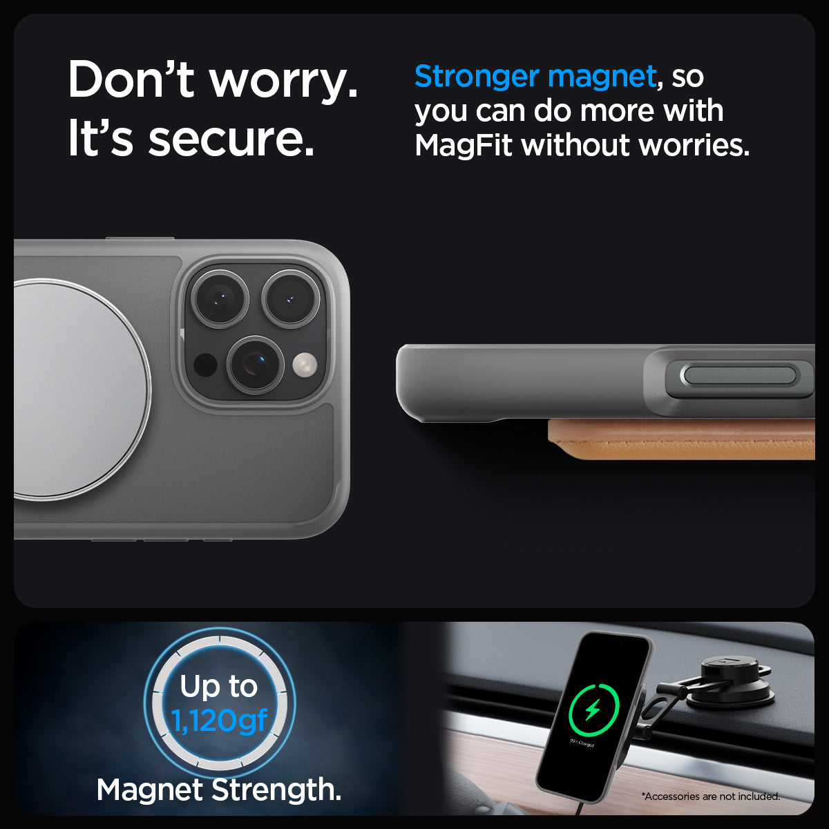 ACS08378 - iPhone 16 Pro Max Case Ultra Hybrid S (MagFit) in Frost Gray don't worry. It's secure. Stronger magnet, so you can do more with magfit without worries. up to 1,120gf. Magnet strength.