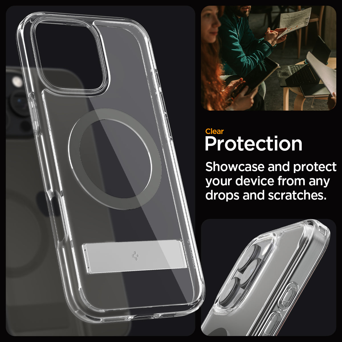 ACS08010 - iPhone 16 Pro Max Case Ultra Hybrid S (MagFit) in Graphite clear protection. Showcase and protect your device from any drops and scratches.