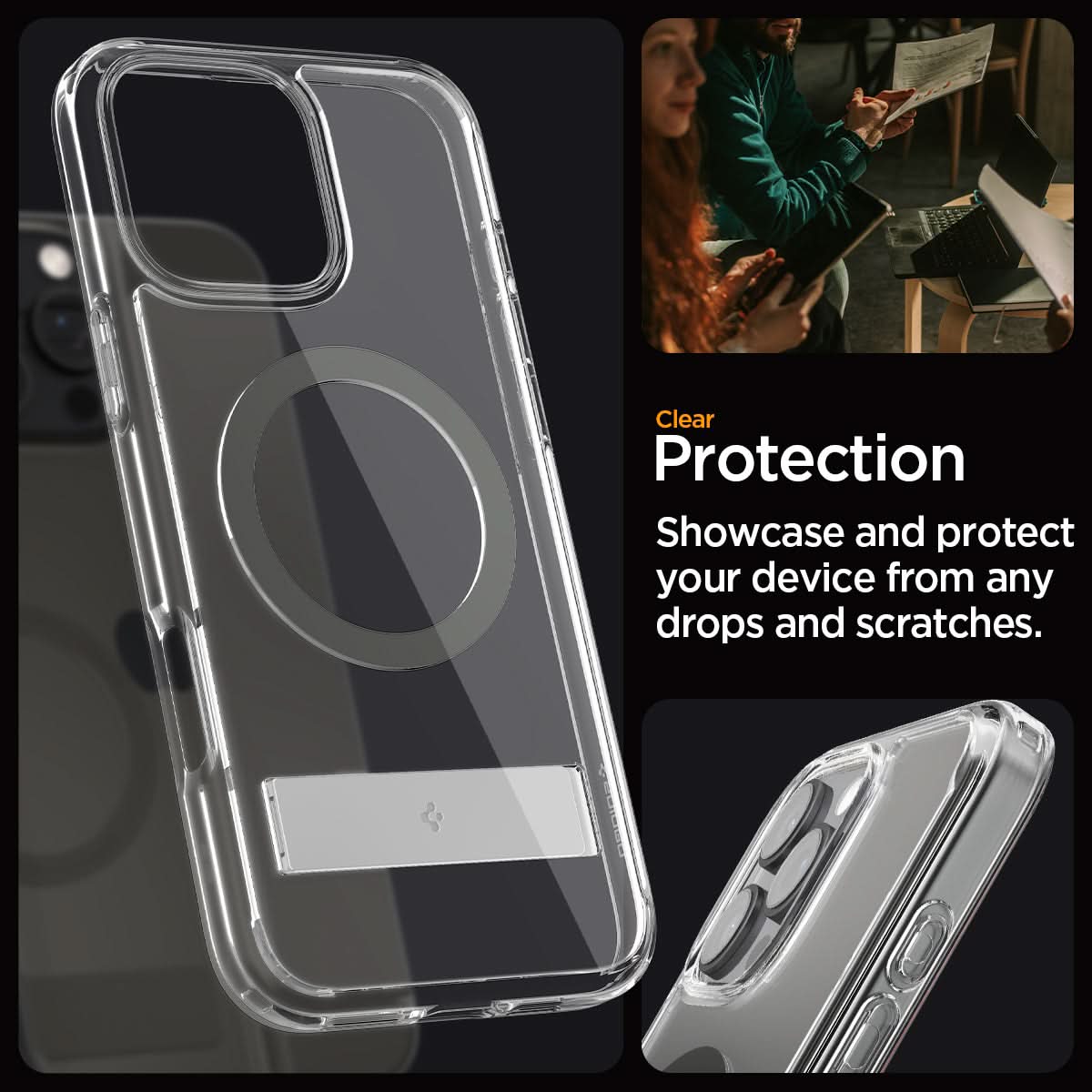 ACS08010 - iPhone 16 Pro Max Case Ultra Hybrid S (MagFit) in Graphite clear protection. Showcase and protect your device from any drops and scratches.