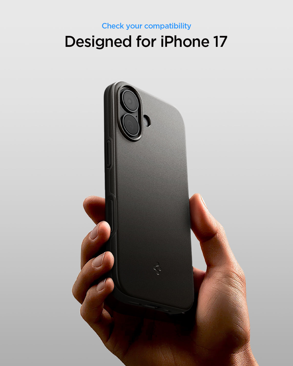 ACS09971 - iPhone 17 Thin Fit (MagFit) in Gunmetal showing check your compatibility.