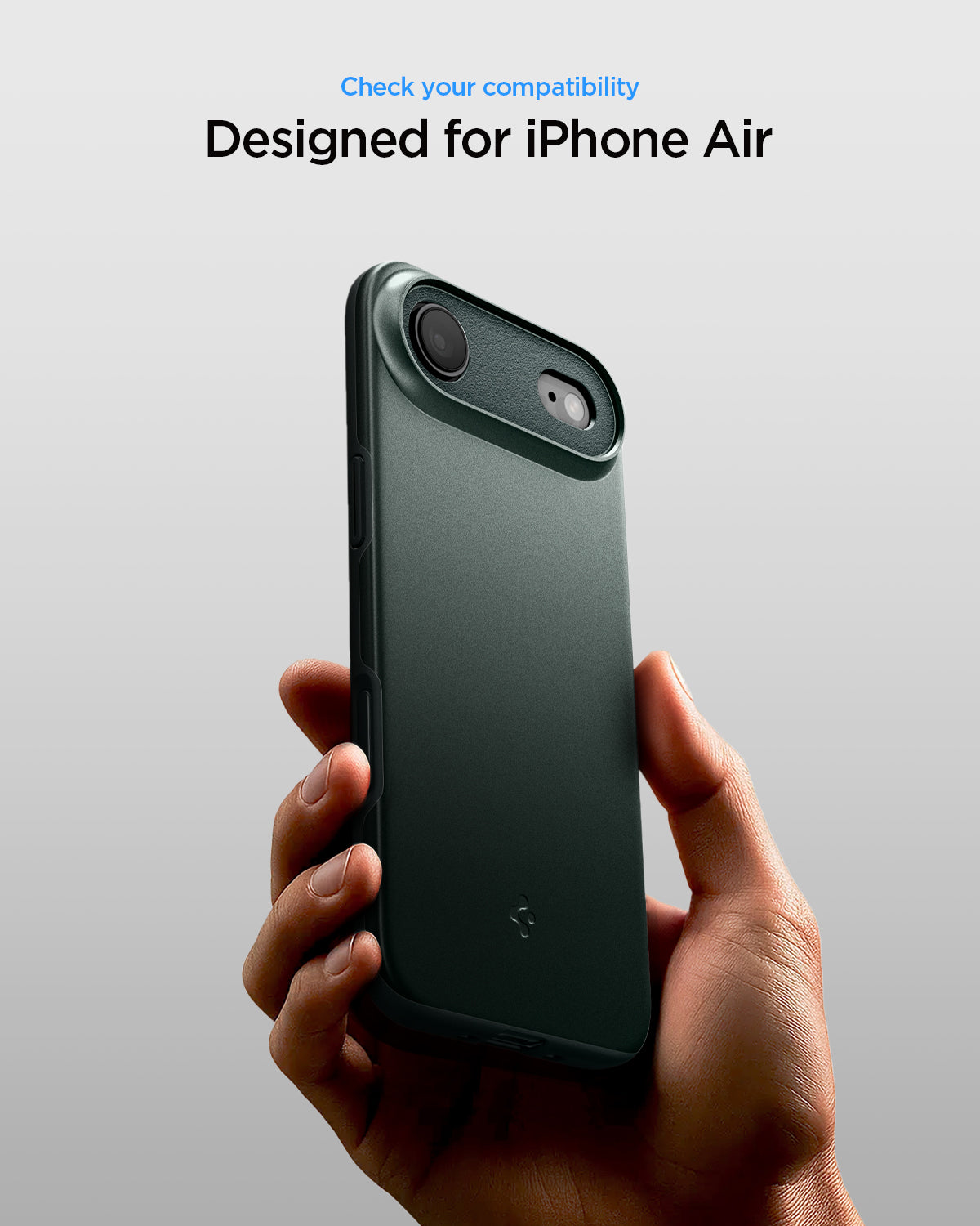 ACS09917 - iPhone 17 Air Thin Fit (MagFit) in Abyss Green showing check your compatibility.