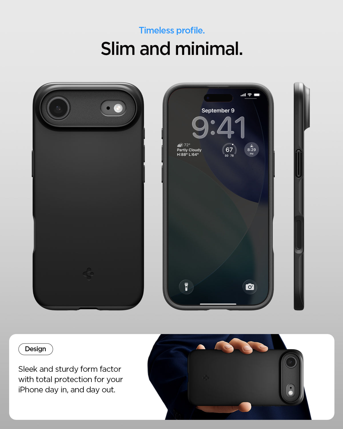 ACS09916 - iPhone 17 Air Thin Fit (MagFit) in Black check timeless profile. slim and minimal. Design. Sleek and sturdy form factor with total protection for your iPhone day in and day out.
