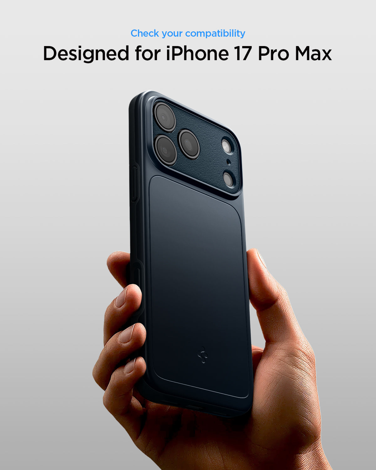 ACS09882 - iPhone 17 Pro Max Thin Fit (MagFit) in Metal Slate showing check your compatibility.