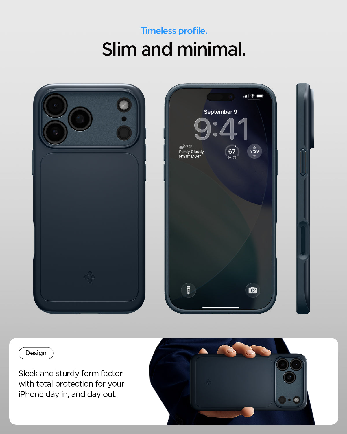 ACS09882 - iPhone 17 Pro Max Thin Fit (MagFit) in Metal Slate check timeless profile. slim and minimal. Design. Sleek and sturdy form factor with total protection for your iPhone day in and day out.
