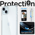 ACS06793 - iPhone 15 Case Ultra Hybrid in crystal clear showing the air cushion tech to fight against drops