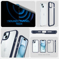 ACS06801 - iPhone 15 Case Ultra Hybrid in navy blue showing the sound tunnel tech
