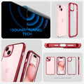 ACS06794 - iPhone 15 Case Ultra Hybrid in red crystal showing the sound tunnel tech