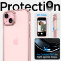 ACS06795 - iPhone 15 Case Ultra Hybrid in rose crystal showing the air cushion tech to fight against drops