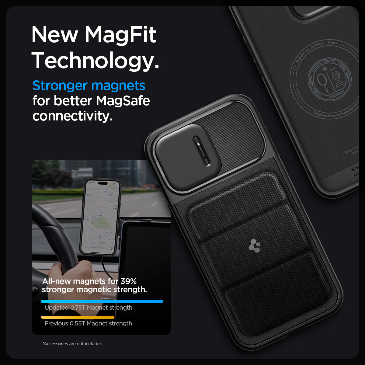 ACS07184 - iPhone 15 Pro Case Optik Armor (MagFit) in black new magfit technology. Stronger magnets for better magsafe connectivity. all new magnets for 39% stronger magnetic strength.