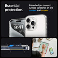 ACS06707 - iPhone 15 Pro Case Ultra Hybrid in crystal clear showing the essential protection. Raised edges prevent surface scratches on the camera