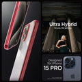 ACS07055 - iPhone 15 Pro Case Ultra Hybrid in red crystal showing the compatibility only with iPhone 15 Pro. Not compatible with iPhone 15, 15 Plus or 15 Pro Max