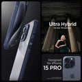 ACS06711 - iPhone 15 Pro Case Ultra Hybrid in navy blue showing the compatibility only with iPhone 15 Pro. Not compatible with iPhone 15, 15 Plus or 15 Pro Max