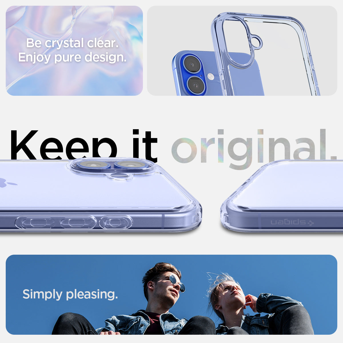 ACS08204 - iPhone 16 Case Ultra Hybrid in Sky Crystal be crystal clear. enjoy pure design. Keep it original. Simply pleasing.
