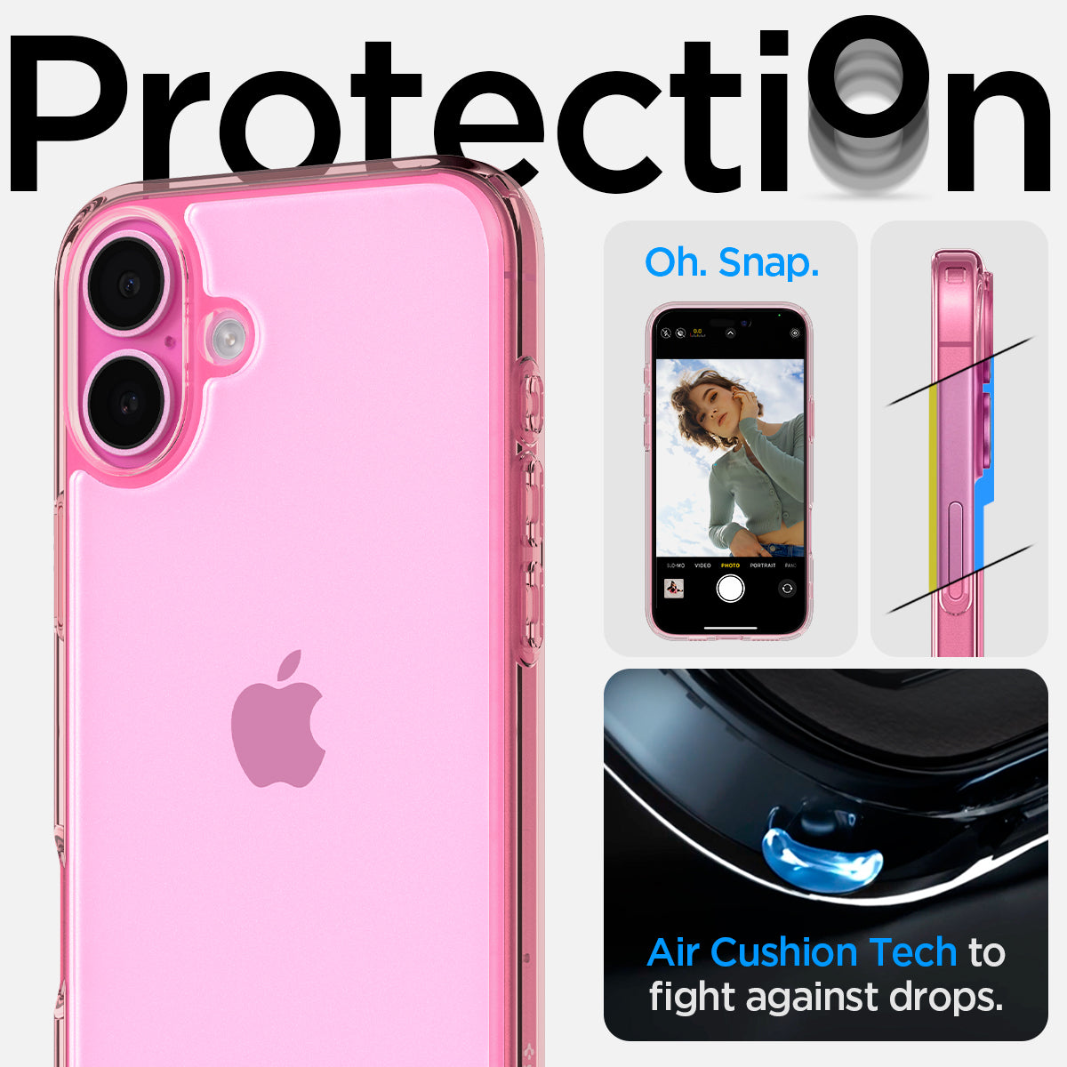 ACS08198 - iPhone 16 Case Ultra Hybrid in Rose Crystal protection. Oh snap. air cushion tech to fight against drops.