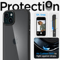 ACS06657 - iPhone 15 Plus Case Ultra Hybrid in matte black showing the air cushion tech to fight against drops