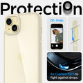 ACS06658 - iPhone 15 Plus Case Ultra Hybrid in mute beige showing the air cushion tech to fight against drops