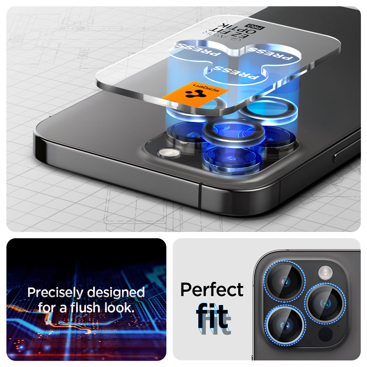 AGL06159 - iPhone 16 Pro / 16 Pro Max Optik Pro Lens Protector in zero one precisely designed for a flush look. perfect fit.