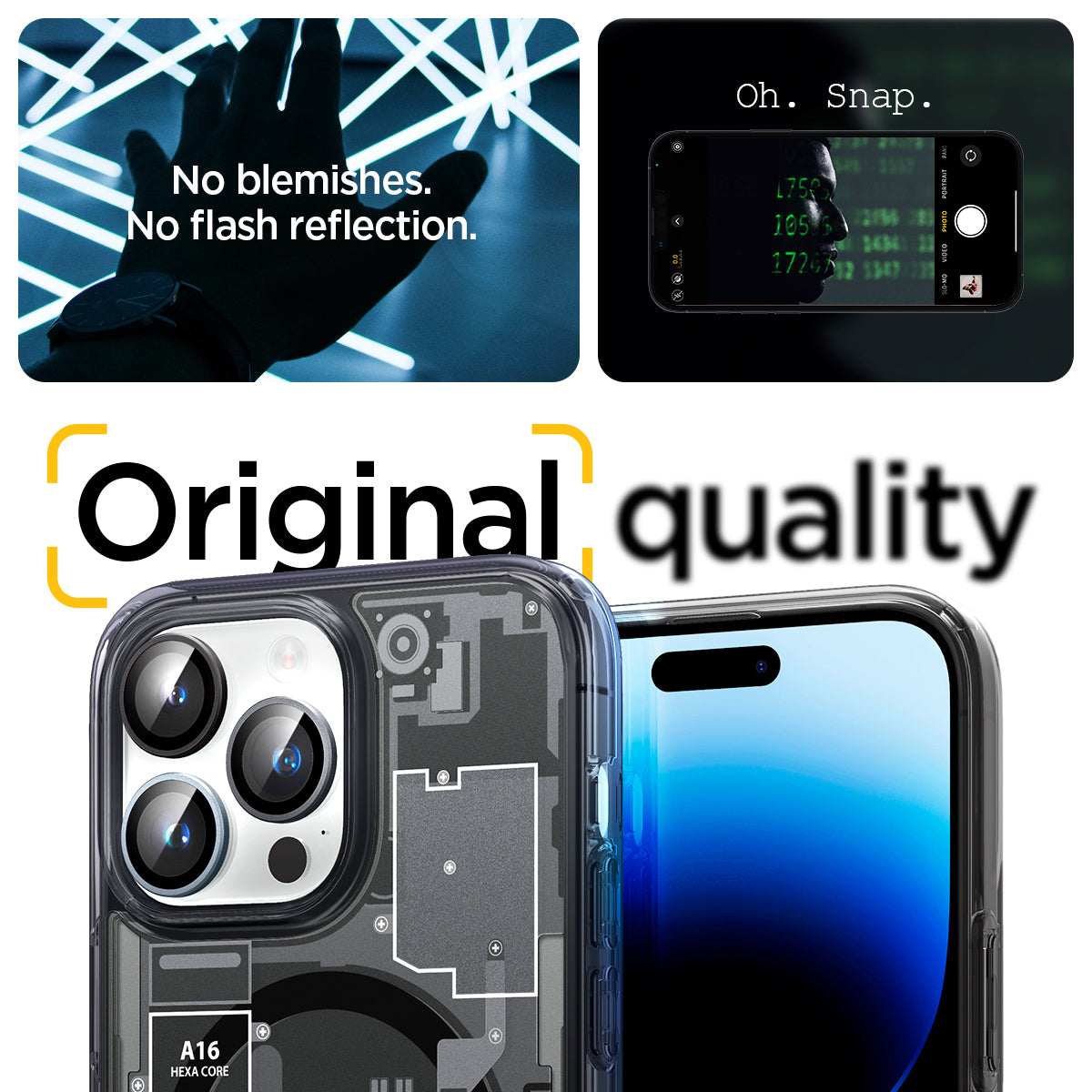 AGL06159 - iPhone 16 Pro / 16 Pro Max Optik Pro Lens Protector in zero one no blemishes. no flash reflection. original quality.