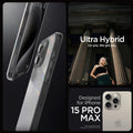 ACS06575 - iPhone 15 Pro Max Case Ultra Hybrid in space crystal showing the compatibility only with iPhone 15 Pro Max. Not compatible with iPhone 15, 15 Plus or 15 Pro