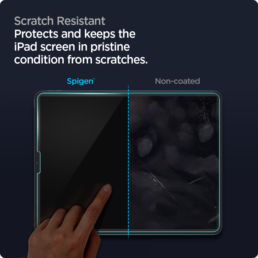 AGL02809 - iPad Pro 12.9" Screen Protector EZ FIT GLAS.tR showing the scratch resistant protects and keeps the iPad screen in pristine condition from scratches