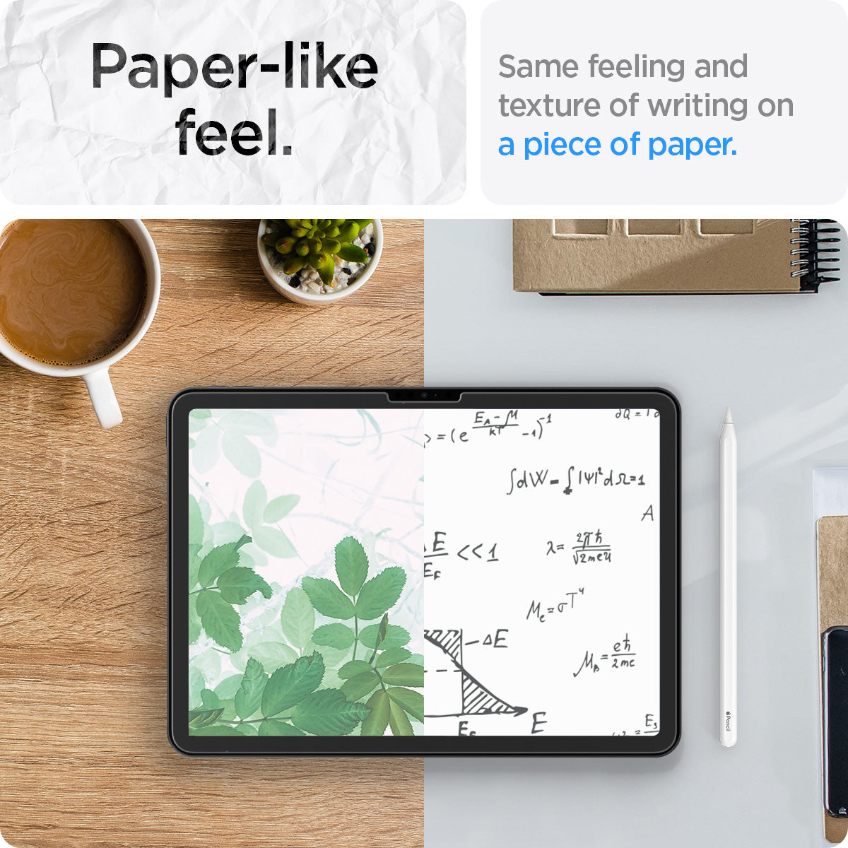 AGL07799 - iPad Air 10.9-inch Paper Touch EZ Fit in Clear showing the paper-like feel. Same feeling and texture of writing on a piece of paper