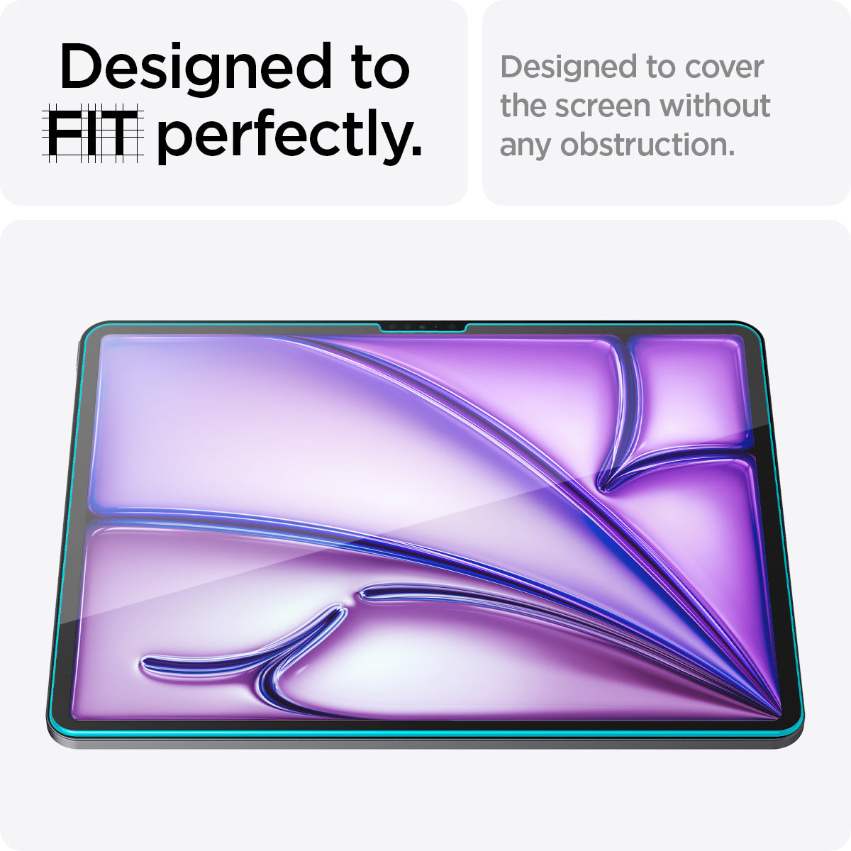 AGL07803 - iPad Air 12.9-inch GLAS.tR EZ FIT in Clear showing the designed to FIT perfectly. Designed to cover the screen without any obstruction