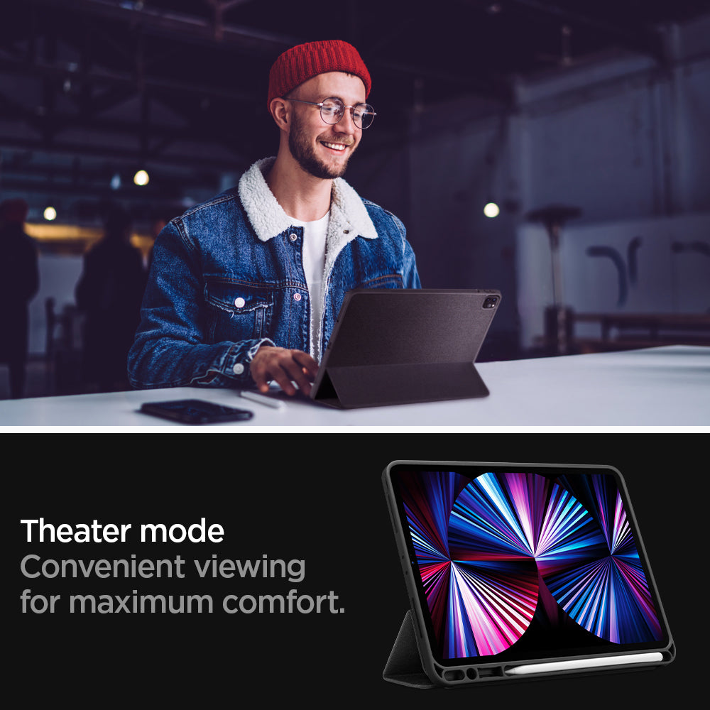 ACS01054 - iPad Pro 11" Case Urban Fit in black showing the theater mode. Convenient viewing for maximum comfort
