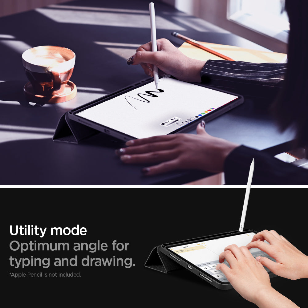 ACS01054 - iPad Pro 11" Case Urban Fit in black showing the utility mode Optimum angle for typing and drawing