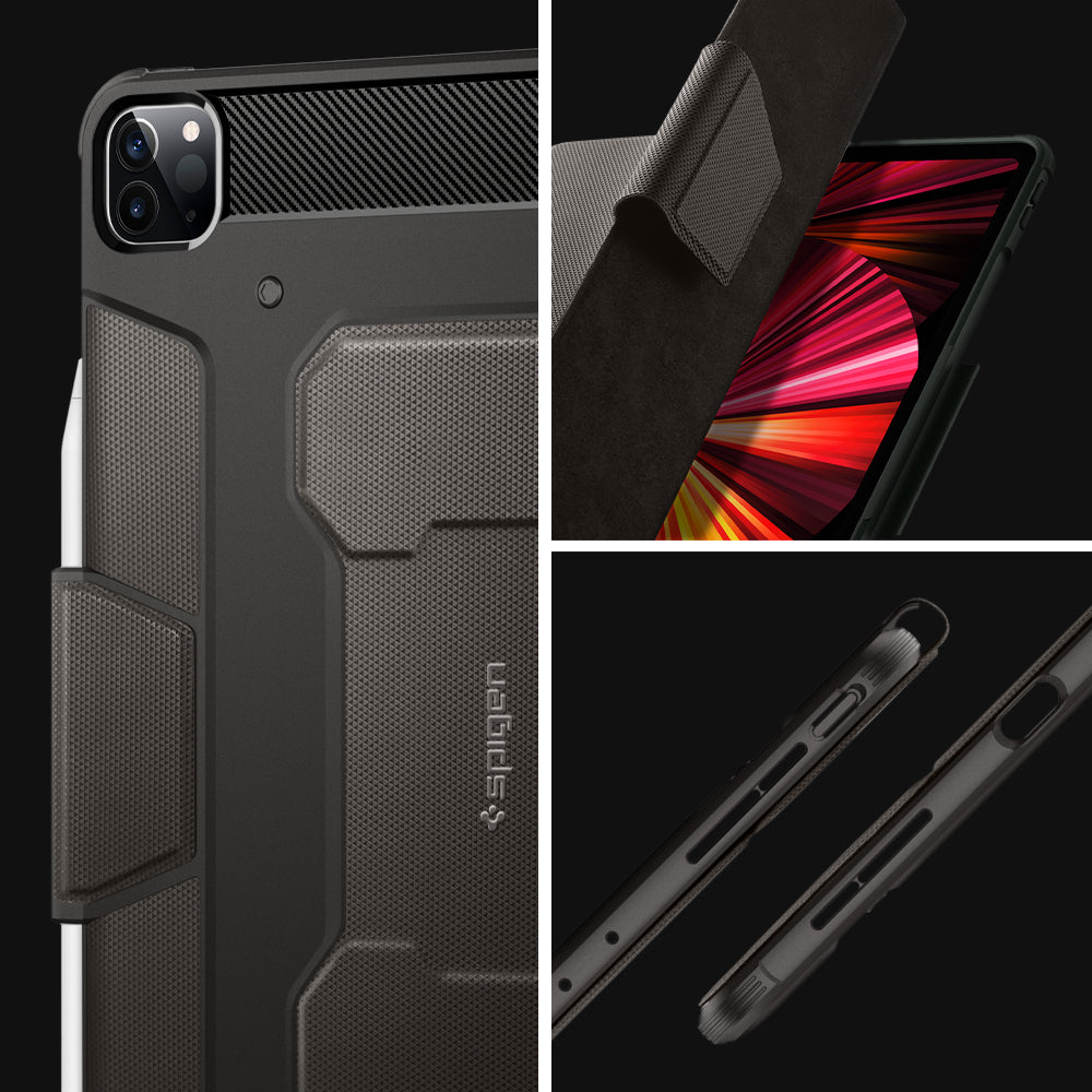 ACS01025 - iPad Pro 11-inch (2022) Rugged Armor Pro in Gunmetal showing the different angles