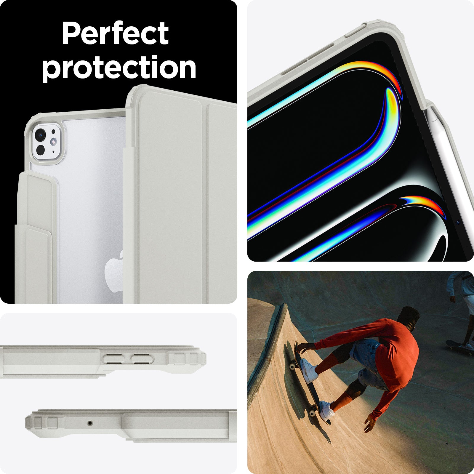ACS07024 - iPad Pro 11-inch Case Air Skin Pro in Gray showing the perfect protection. Showing different angles