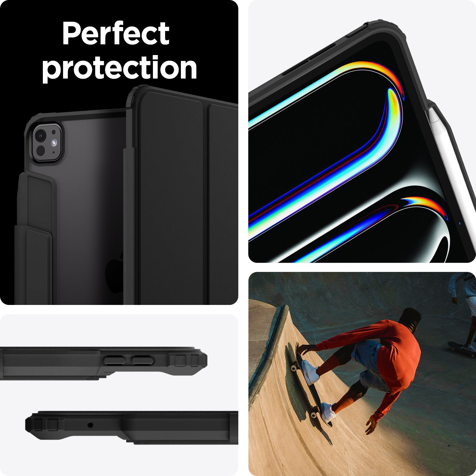 ACS07762 - iPad Pro 11-inch Case Air Skin Pro in Black showing the perfect protection. Showing different angles