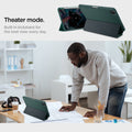 ACS07759 - iPad Pro 11-inch (2024) Case Urban Fit in Midnight Green showing the theater mode. Built-in kickstand for the best view every day