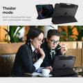 ACS07016 - iPad Pro 11-inch Case Ultra Hybrid Pro in Black showing the theater mode. Built-in kickstand for easy and comfortable viewing