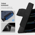 ACS07016 - iPad Pro 11-inch Case Ultra Hybrid Pro in Black showing the trifold kickstand. Pull out the magnet tab to lock the stand in place