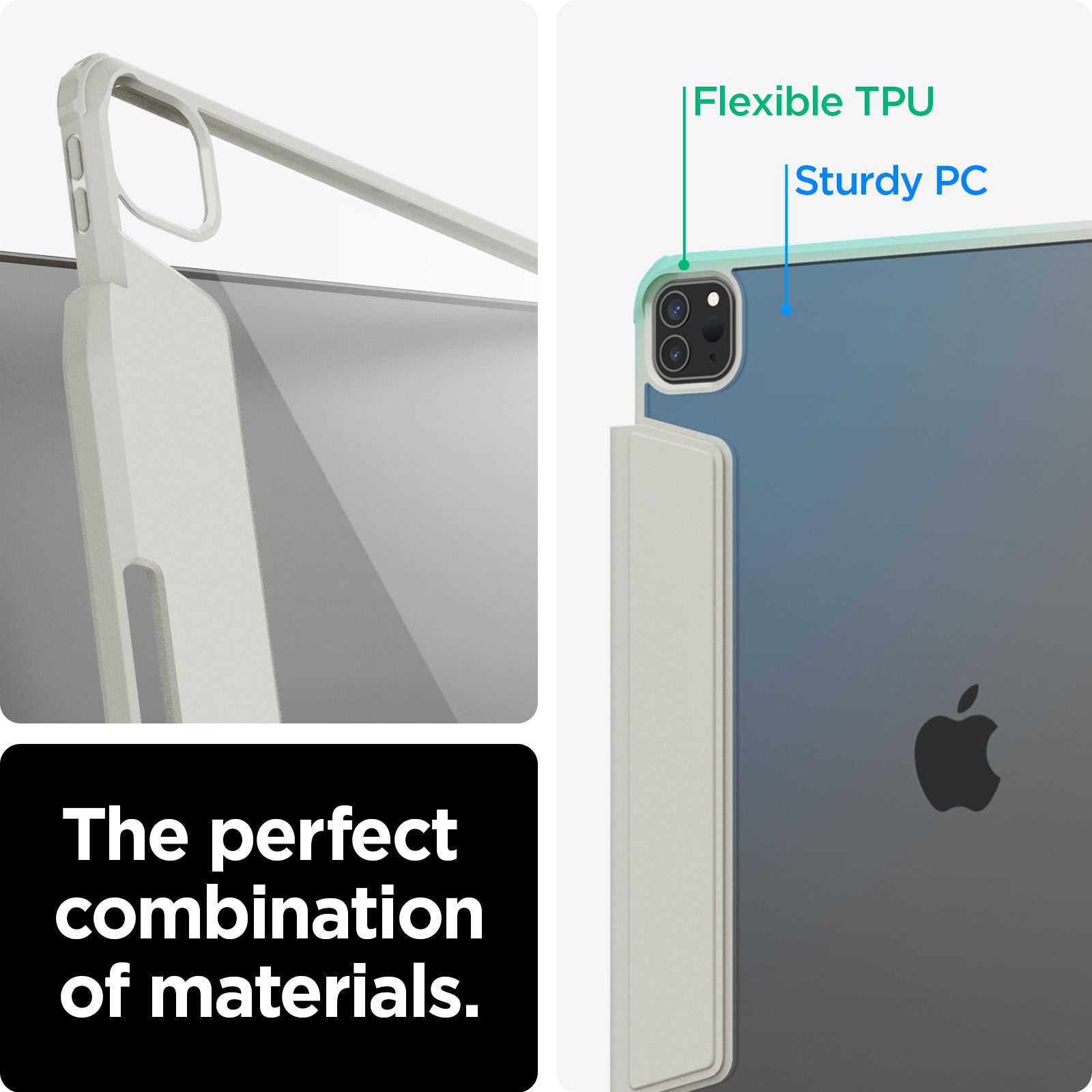 ACS06076 - iPad Pro 12.9" Case Air Skin Pro in gray showing the perfect combination of materials. Flexible TPU and Sturdy PC
