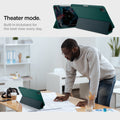 ACS07763 - iPad Pro 13-inch (2024) Case Urban Fit in Midnight Green showing the theater mode. Built-in kickstand for the best view everyday