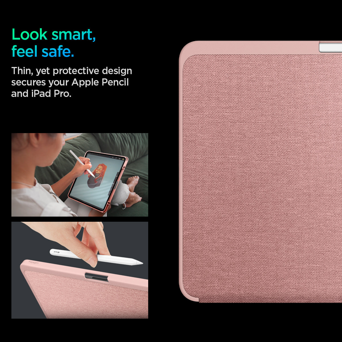 ACS07011 - iPad Pro 12.9-inch Case Urban Fit in Rose Gold showing looking smart while feeling safe. Thin, yet protective design secures your Apple Pencil and iPad Pro