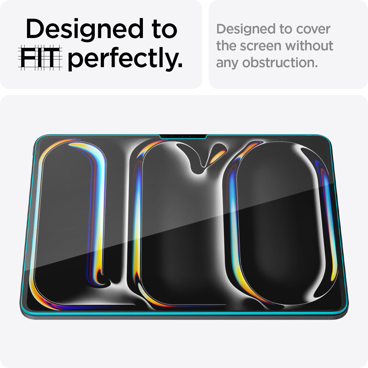 AGL07793 - iPad Pro 12.9-inch GLAS.tR EZ FIT in Clear showing the designed to FIT perfectly. Designed to cover the screen without any obstruction