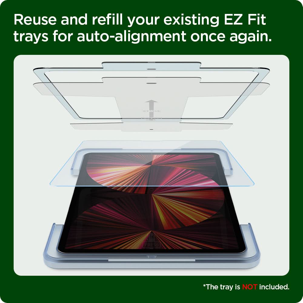 AGL04515 - iPad Pro 11" Screen Protector EZ FIT GLAS.tR Refill showing the reuse and refill your existing EZ Fit trays for auto-alignment once again