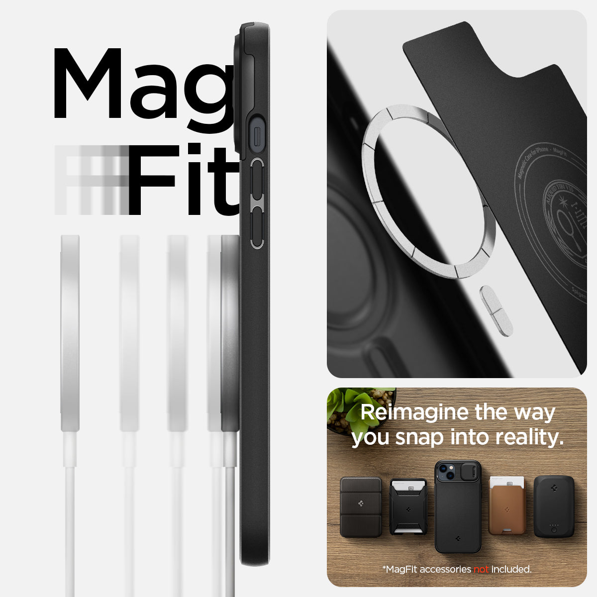 ACS05070 - iPhone 14 Case Optik Armor (MagFit) in black showing magfit. Reimagine the way you snap into reality.