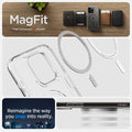 ACS04971 - iPhone 14 Pro Case Ultra Hybrid (MagFit) in carbon fiber showing magfit. reimagine the way you snap into reality.
