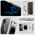 ACS04971 - iPhone 14 Pro Case Ultra Hybrid (MagFit) in carbon fiber showing sound tunnel tech.