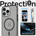 ACS05586 - iPhone 14 Pro Case Ultra Hybrid (MagFit) in frost black showing protection. oh snap. Air cushion tech to fight against drops.
