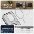 ACS05586 - iPhone 14 Pro Case Ultra Hybrid (MagFit) in frost black showing magfit. reimagine the way you snap into reality.