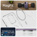 ACS05585 - iPhone 14 Pro Case Ultra Hybrid (MagFit) in deep purple showing magfit. reimagine the way you snap into reality.